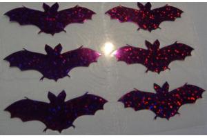 6 Buegelpailletten  Fledermaeuse  Hologramm lila